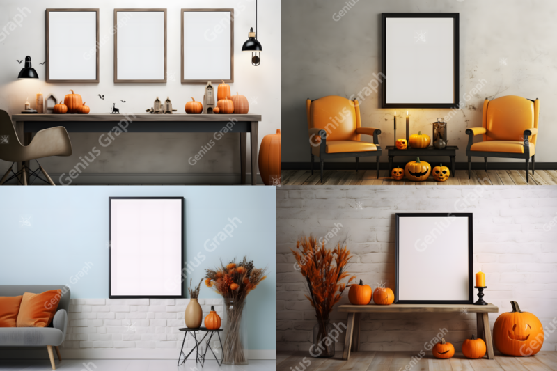 Halloween Interior Wall Art Mockup Bundle