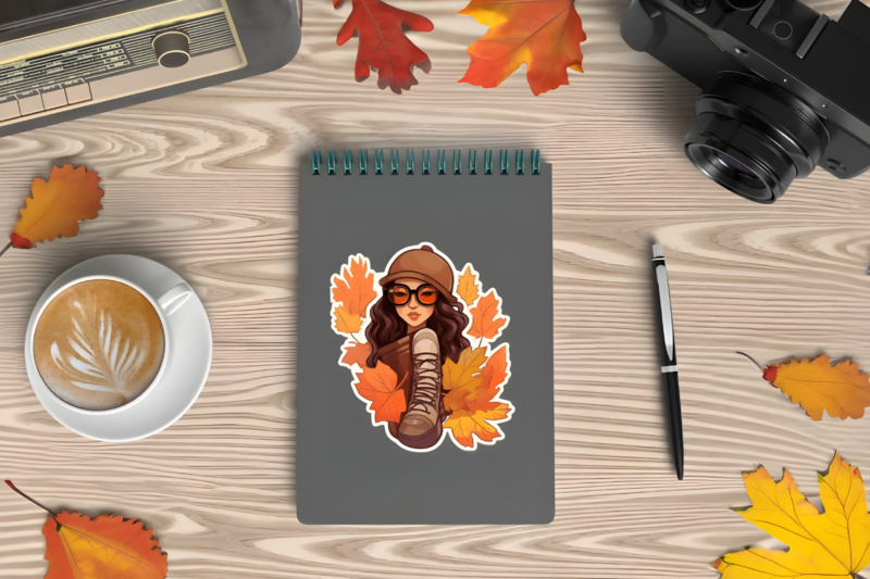 Fall Autumn Stickers Set With Cute Character