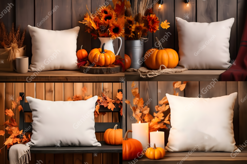 Fall Autumn Pillow Mockup Bundle