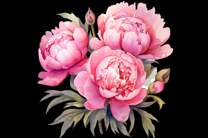 Watercolor Soft Pink Peonies Clipart