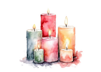 Candles Watercolor Illustration