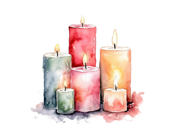 Candles watercolor illustration t shirt vector file
