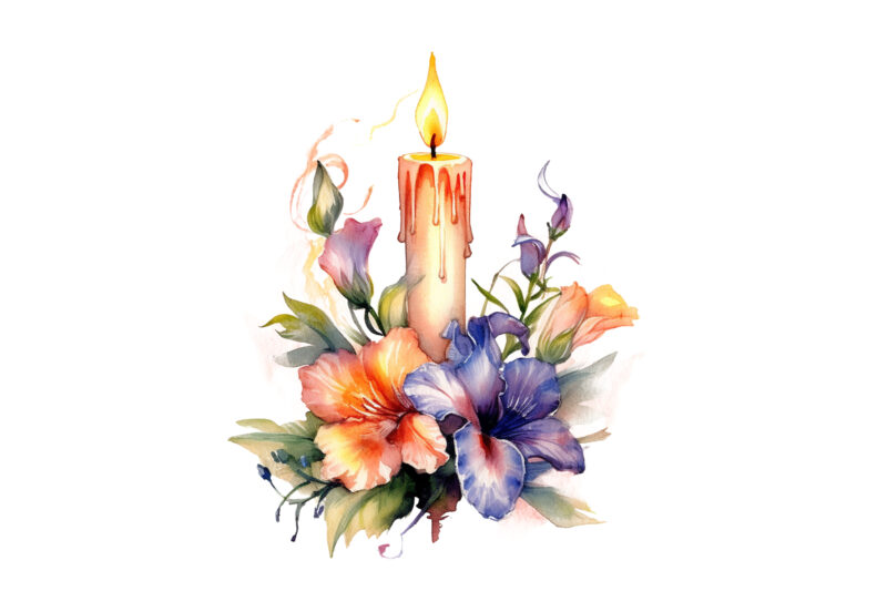 Fairy Candle Flower Watercolor Clipart