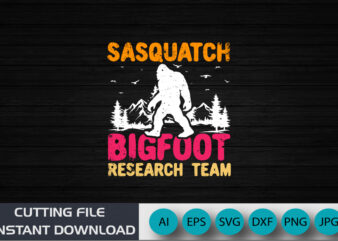 Sasquatch Big Foot Research Team, Big Foot Funny Shirt, Retro Shirts, Shirt Print Template SVG