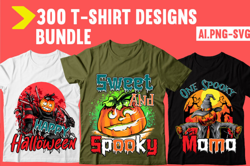 300 T-shirt Bundle,Halloween Mega T-shirt Design BUndle , 300 + Design