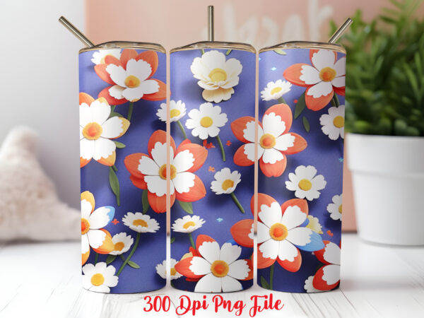3d patriotic wildflowers pattern tumbler wrap design