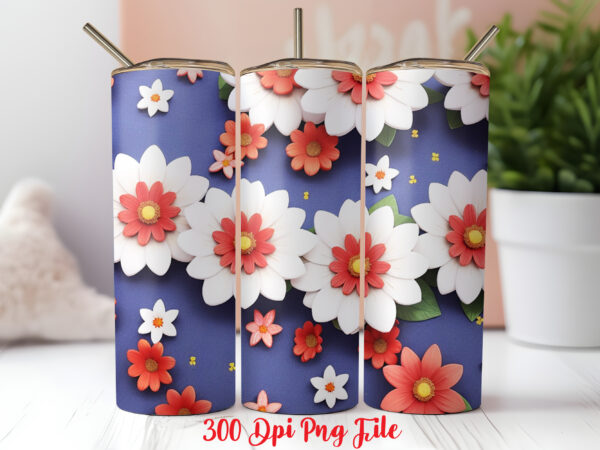 3d patriotic wildflowers pattern tumbler wrap design