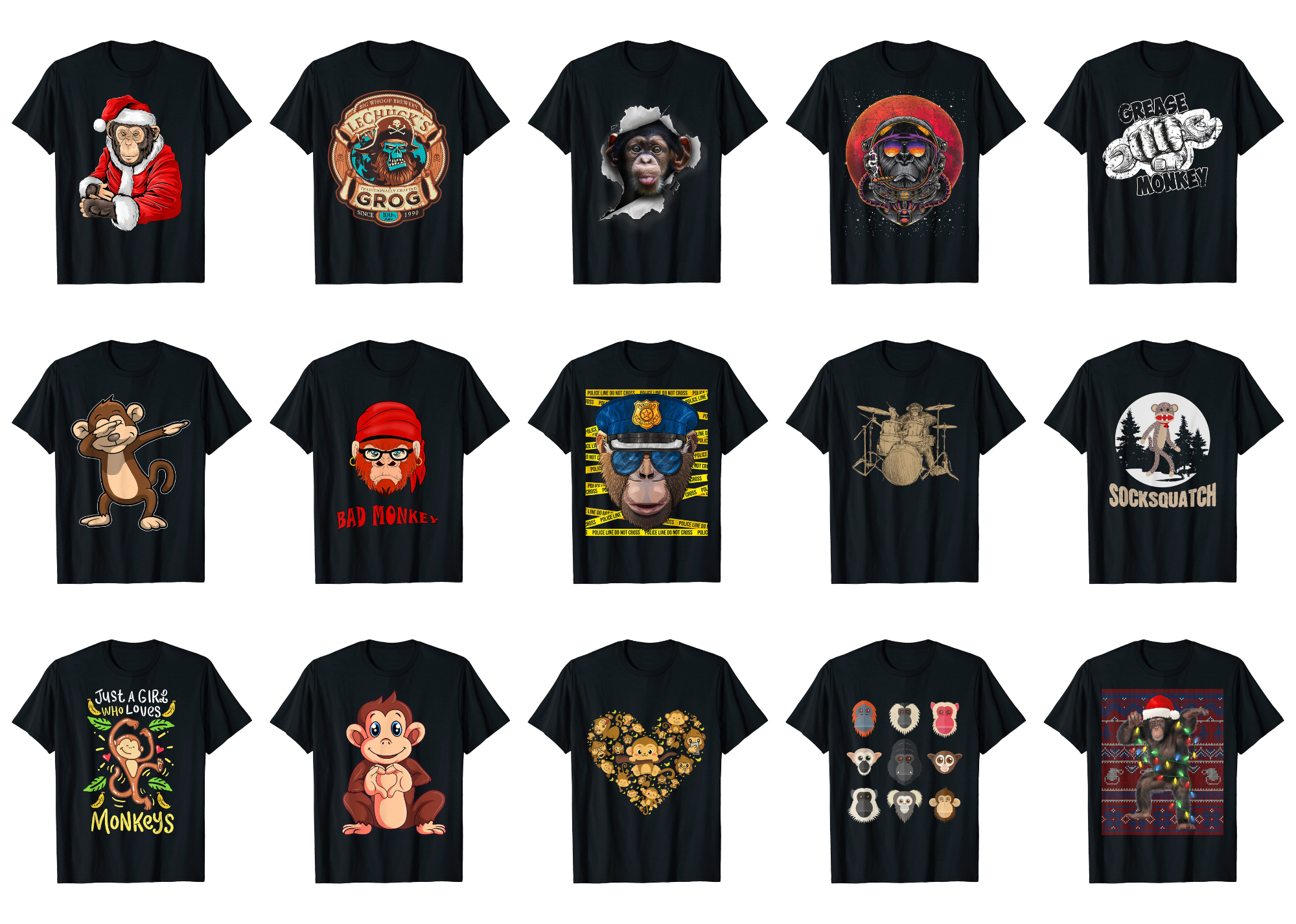 15 Monkey Shirt Designs Bundle For Commercial Use Part 3, Monkey Tshirt, Monkey png file