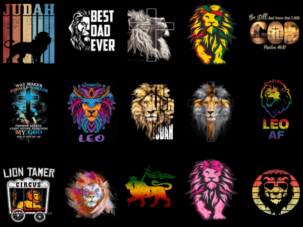 15 lion shirt designs bundle for commercial use part 4, lion t-shirt, lion png file, lion digital file, lion gift, lion download, lion design