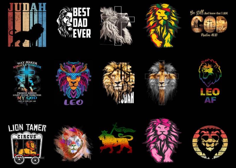 15 Lion Shirt Designs Bundle For Commercial Use Part 4, Lion T-shirt, Lion png file, Lion digital file, Lion gift, Lion download, Lion design