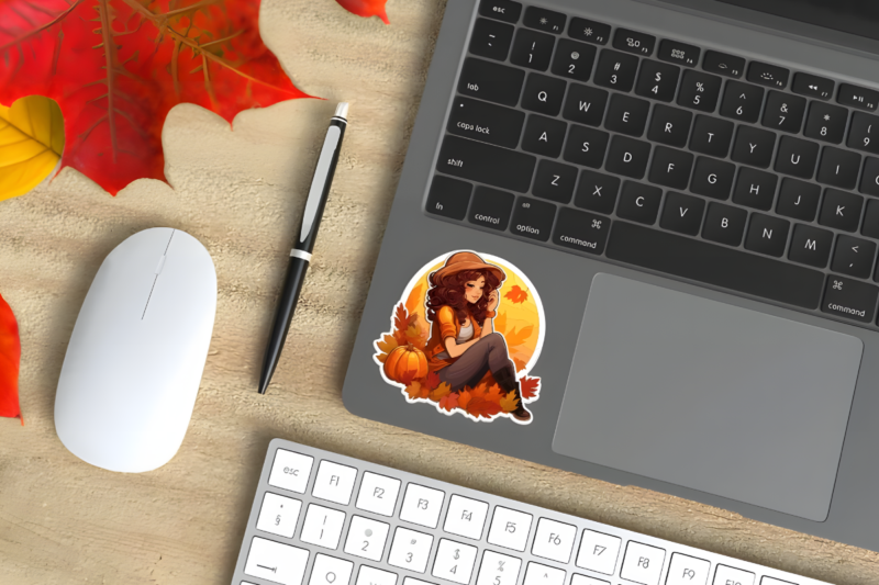 Fall Autumn Stickers Set With Cute Character