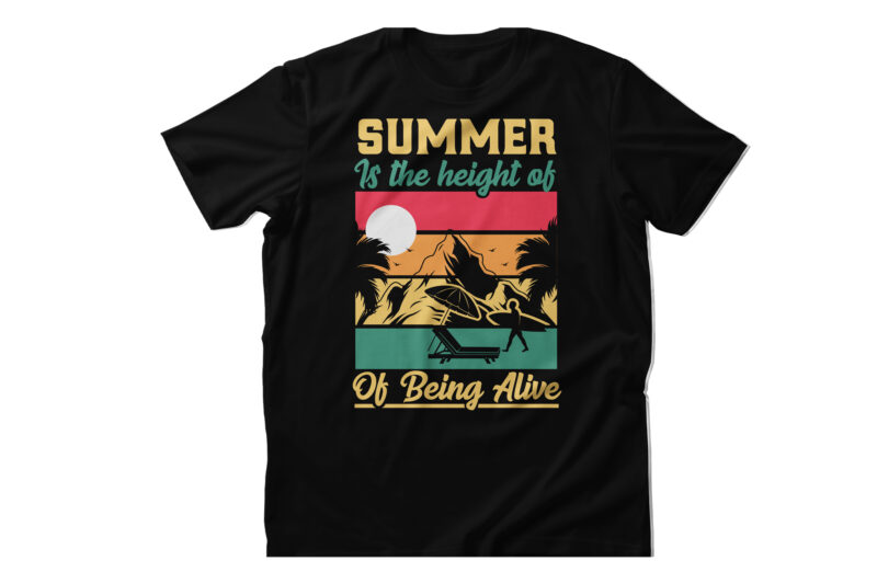 Summer vintage t shirt design bundle, Summer t shirt design, best summer t-shirt design in photoshop 2023, design a summer t shirt with ai art, summer sunset t shirt design