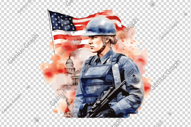 Watercolor Veterans Day Clipart Bundle, Memorial Day Sublimation Set