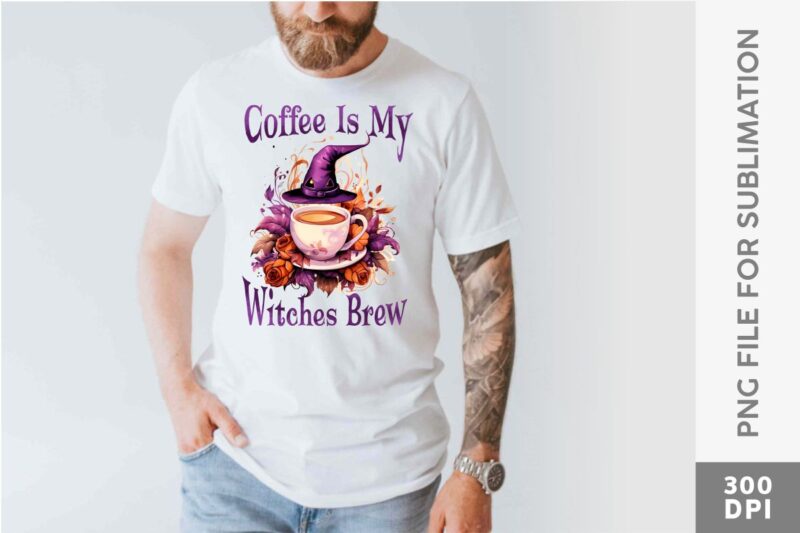 Halloween Magic Coffee Latte Sublimation Designs PNG Bundle, Halloween Coffee T-shirt Designs Bundle