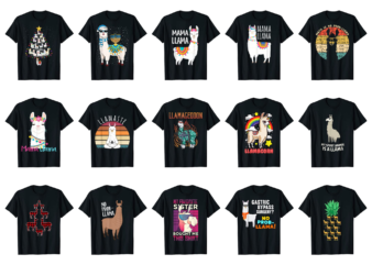 15 Llama Shirt Designs Bundle For Commercial Use Part 4, Llama T-shirt, Llama png file, Llama digital file, Llama gift, Llama download, Llama design