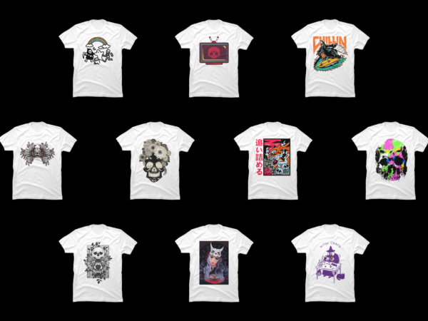 10 skull shirt designs bundle for commercial use part 6, skull t-shirt, skull png file, skull digital file, skull gift, skull download, skull design dbh