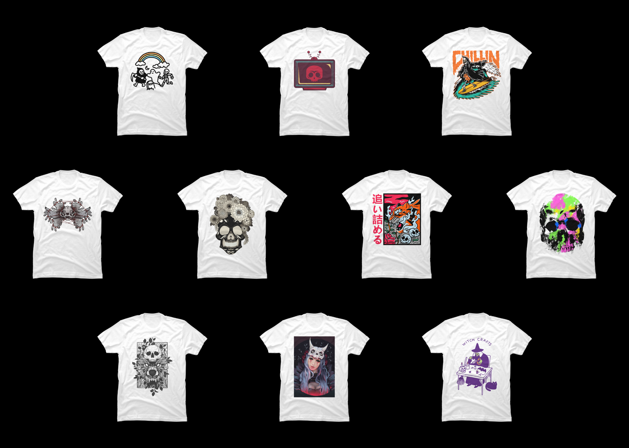 10 Skull Shirt Designs Bundle For Commercial Use Part 6, Skull T-shirt ...