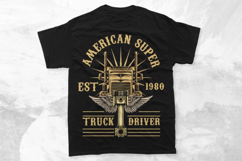 Vintage Truck Driver T-shirt Vector Designs Bundle, American Trucker Graphic T-shirt Collection