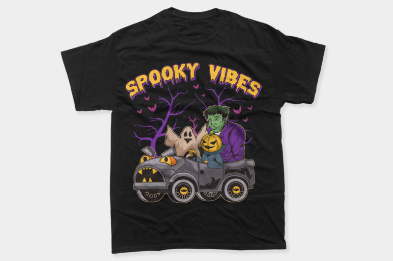 Horror Halloween Driving Party Vector T-shirt Designs Bundle, Halloween Haunting Night Designs Pack