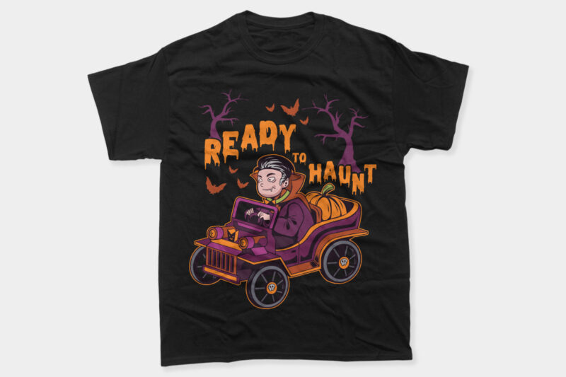 Horror Halloween Driving Party Vector T-shirt Designs Bundle, Halloween Haunting Night Designs Pack