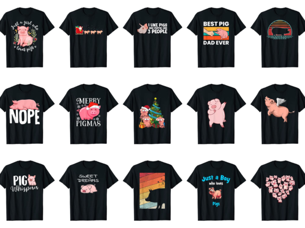 15 pig shirt designs bundle for commercial use part 4, pig t-shirt, pig png file, pig digital file, pig gift, pig download, pig design