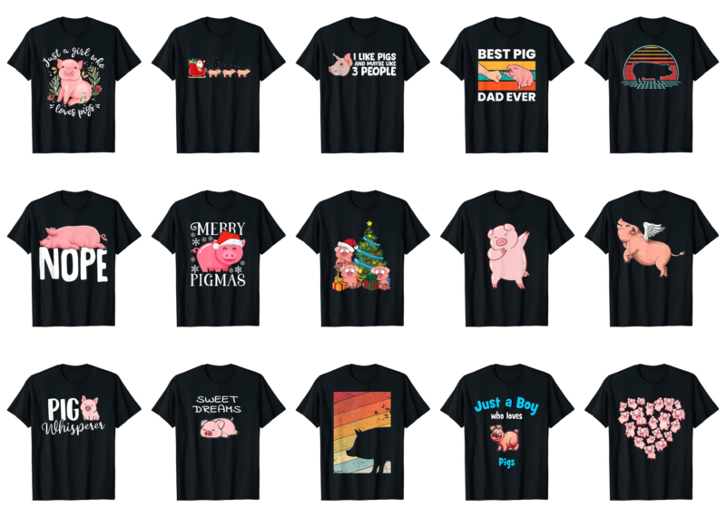 15 Pig Shirt Designs Bundle For Commercial Use Part 4, Pig T-shirt, Pig png file, Pig digital file, Pig gift, Pig download, Pig design