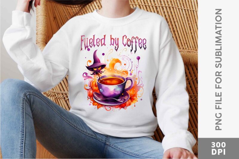 Halloween Magic Coffee Latte Sublimation Designs PNG Bundle, Halloween Coffee T-shirt Designs Bundle