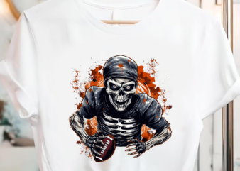 American Football Skeleton Halloween t shirt vector