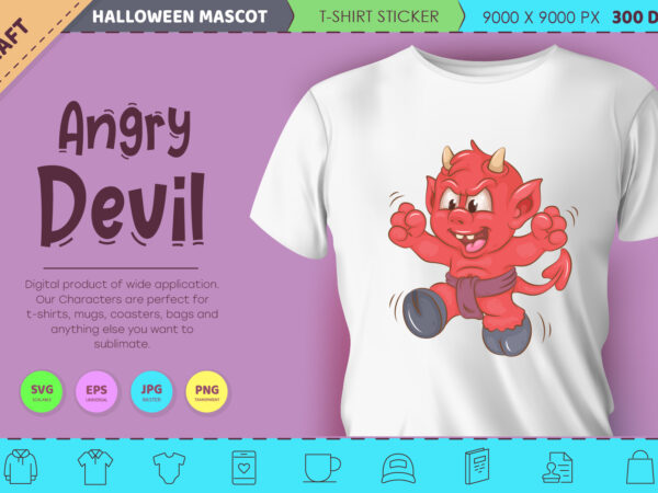 Angry little devil. halloween mascot. t shirt vector Angry little devil. halloween mascot. t shirt vector
