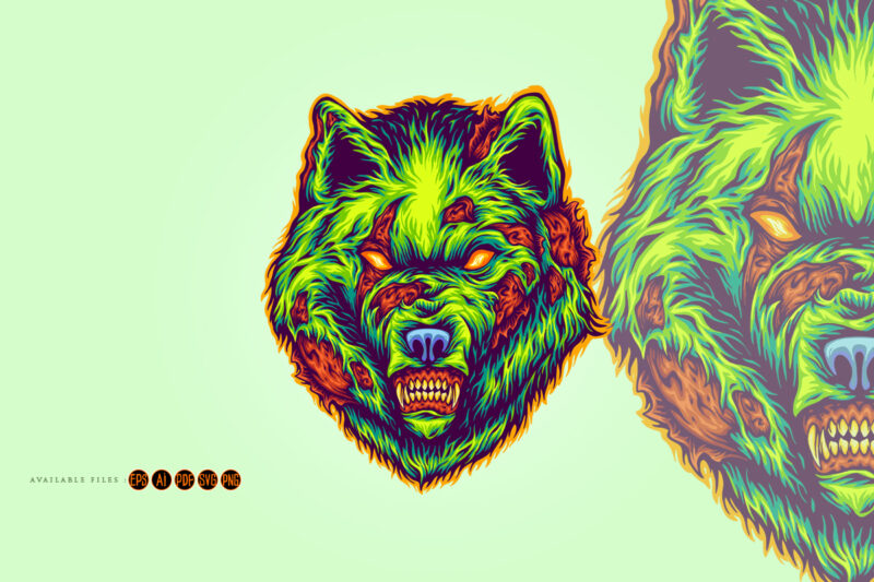 Menace scary wolf head monster zombie
