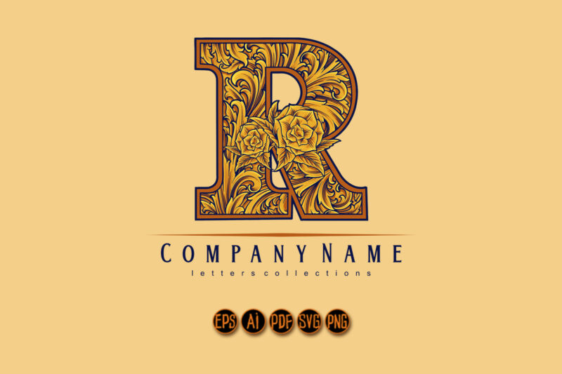 Emblem elegance R letter monogram logo