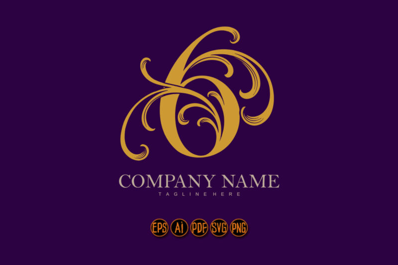 Classic glam luxury number 6 monogram letter logo