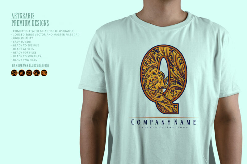 Flourishing luxury timeless Q monogram letter logo