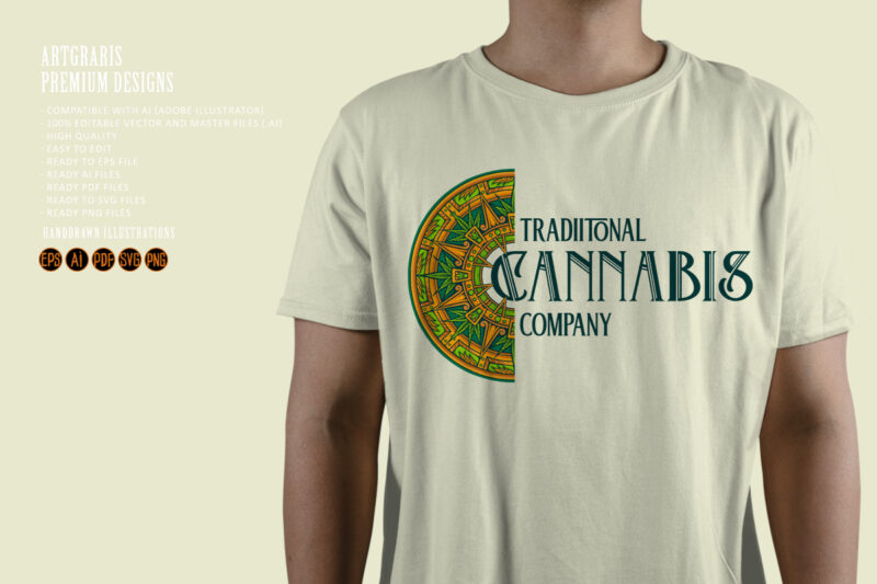 Ornamental mandala harmony beauty cannabis logo