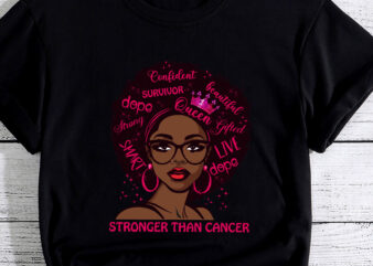 Black Women Queen Stronger Than Breast Cancer Pink Ribbon PC