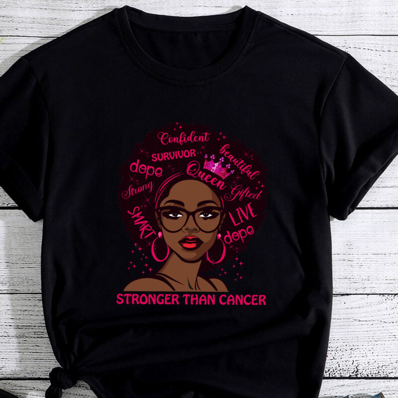 Black Women Queen Stronger Than Breast Cancer Pink Ribbon PC