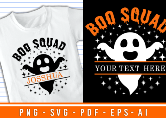 Boo Squad Split Monogram SVG, Kid Halloween T shirt Design Vector, Funny Halloween T shirt Design