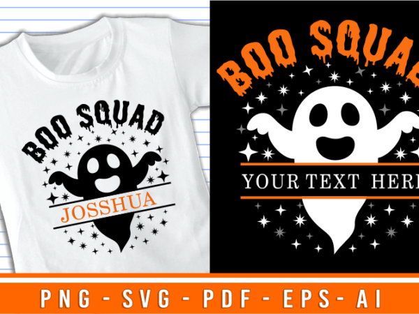 Boo squad split monogram svg, kid halloween t shirt design vector, funny halloween t shirt design
