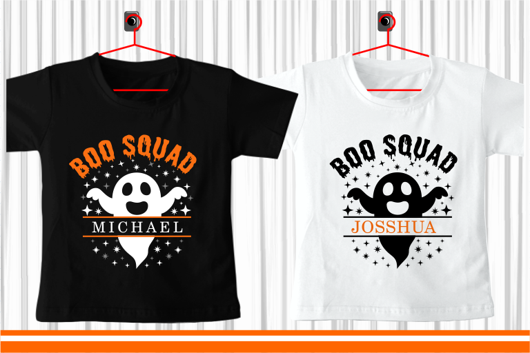 Boo Squad Split Monogram SVG, Kid Halloween T shirt Design Vector, Funny Halloween T shirt Design