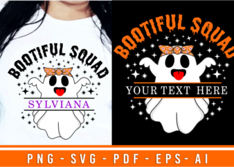 Bootiful Squad, Funny Halloween T shirt SVG Design Vector, Cute Halloween Sublimation Designs
