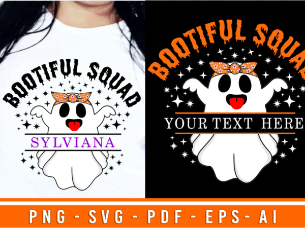 Bootiful squad, funny halloween t shirt svg design vector, cute halloween sublimation designs