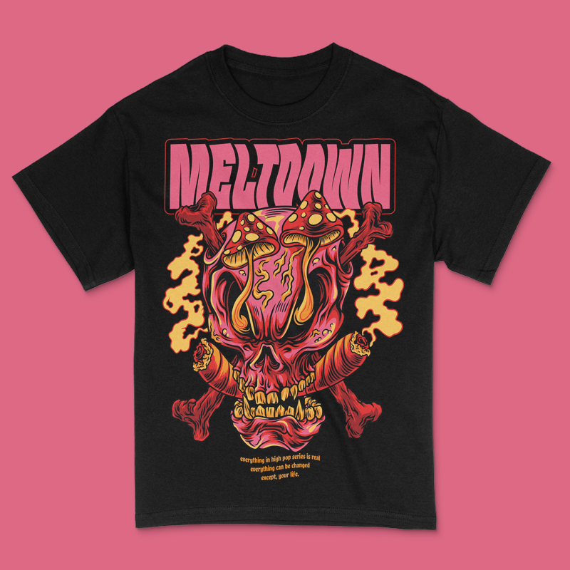 Meltdown Skull T-Shirt Design Template