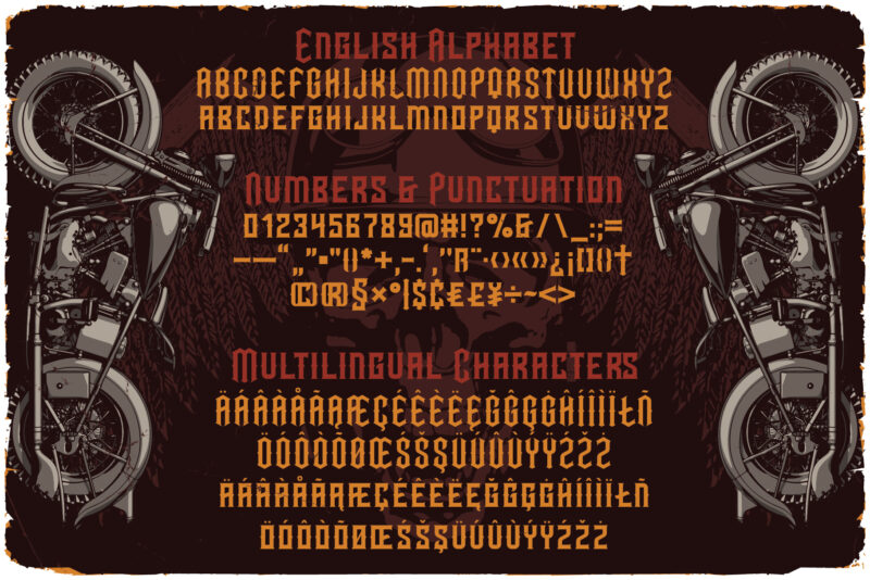 Hell Rider Font and 10 t-shirt designs