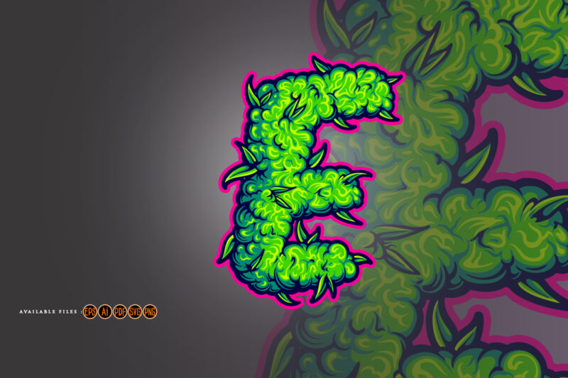 Capital letter E cannabis monogram style