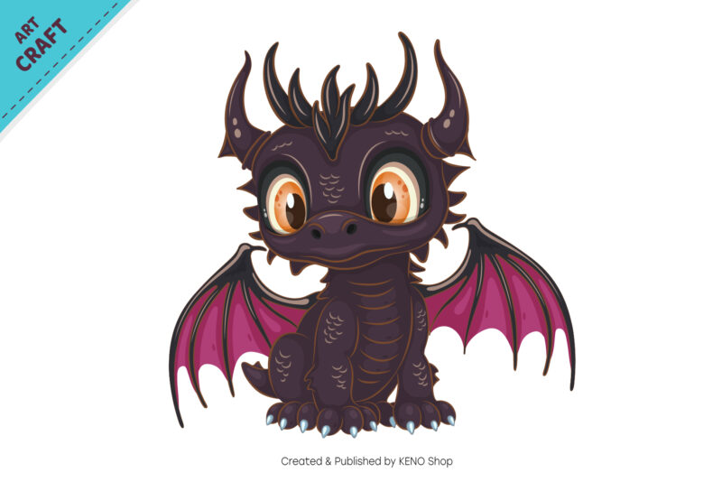 Set of Cartoon Dragons 01. Fantasy clipart.