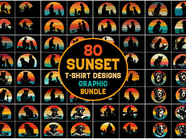 Cat dog retro vintage sunset t-shirt graphic Cat dog retro vintage sunset t-shirt graphic