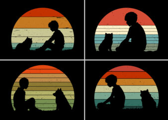 Cat Lover Retro Vintage Sunset T-Shirt Graphic