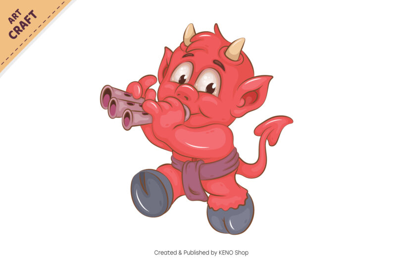 Set of Cartoon Little Devil. Halloween Clipart.