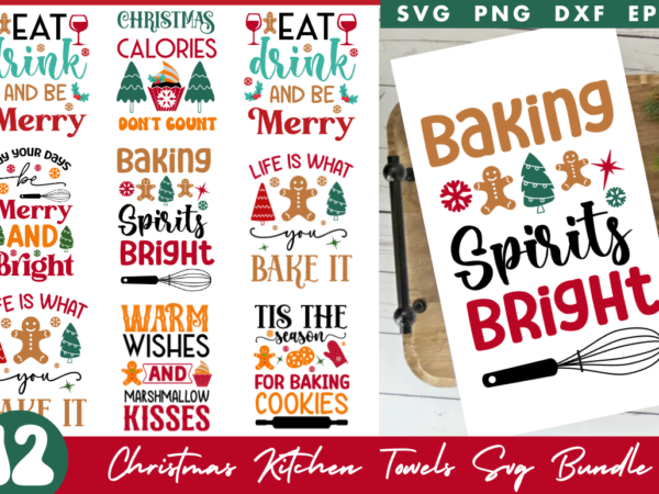 Christmas kitchen towels svg bundle,tshirt christma desig bundle