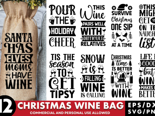 Christmas wine bag svg bundle,tshirt bundle christmas